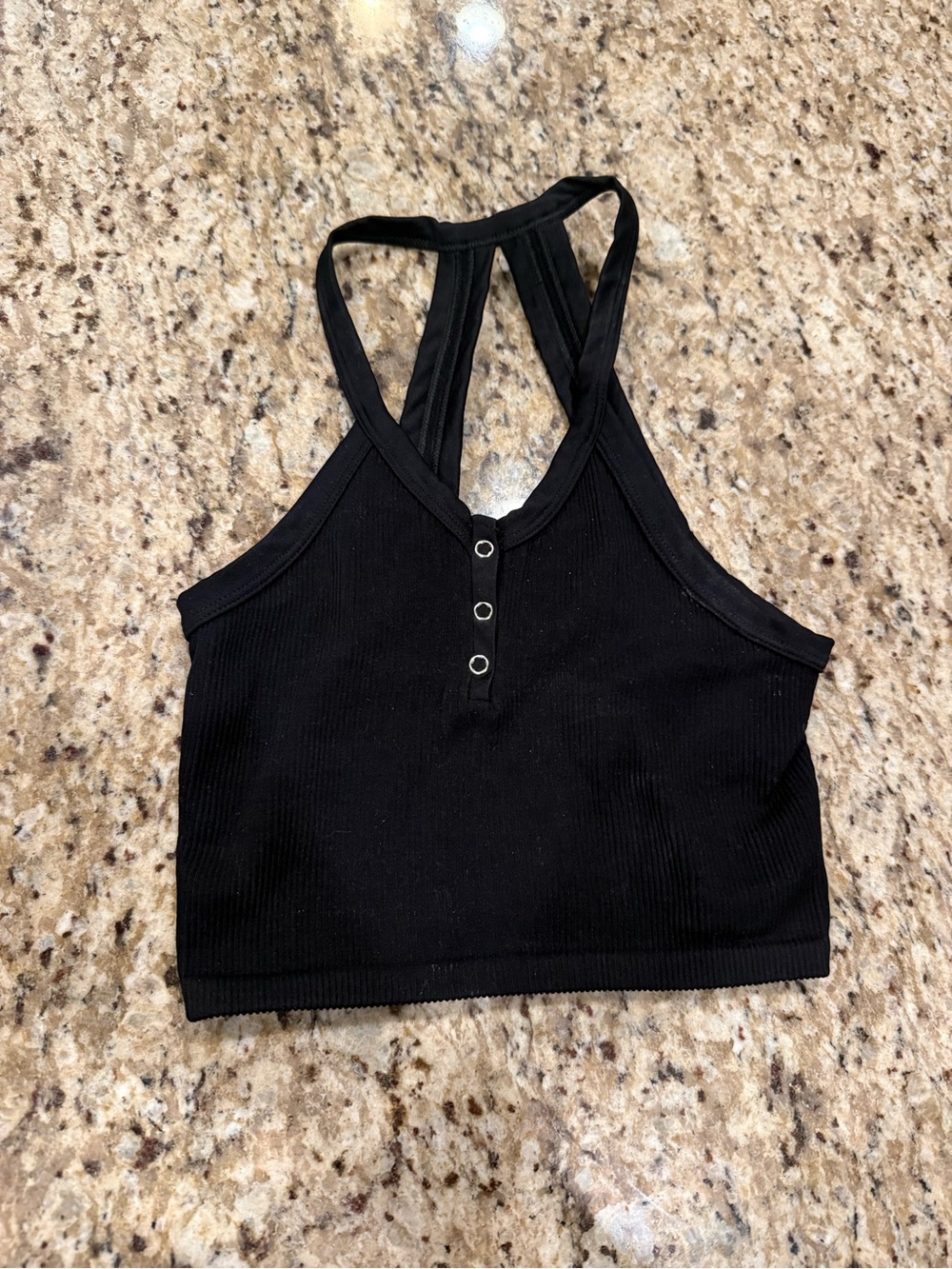 SzS Free People Black Ribbed Bralette with Snap Detail